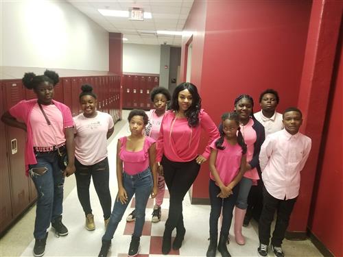 Dr. Gibson's class in pink 