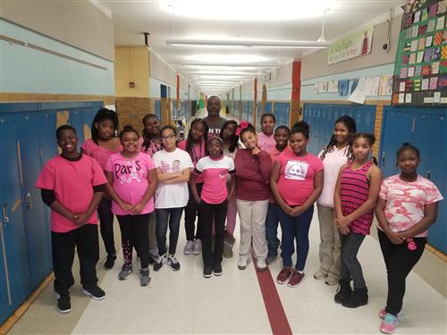Mr. Mac's class in pink 