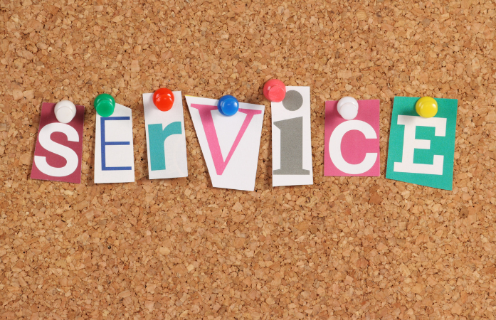  corkboard with service on it.