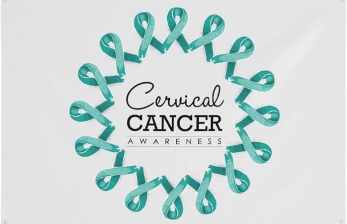  cervical cancer awareness with teal ribbons