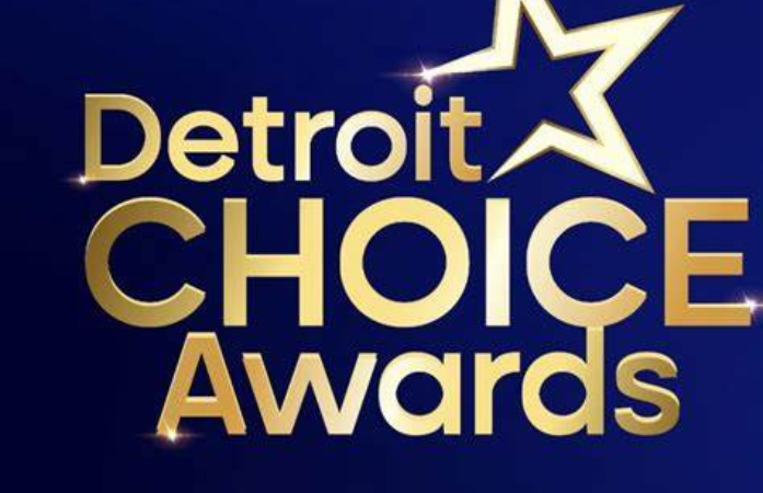 Detroit choice awards in gold writing on a blue background