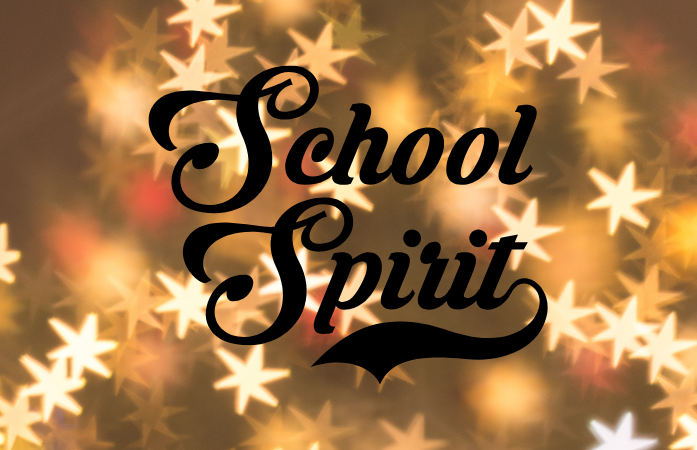 school spirit with a festive background stars and sparkles
