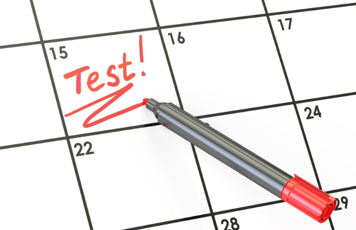 calendar labeled test on it