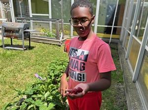 Student Holding Strawberries