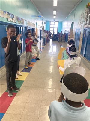 student participating in 100th day parade