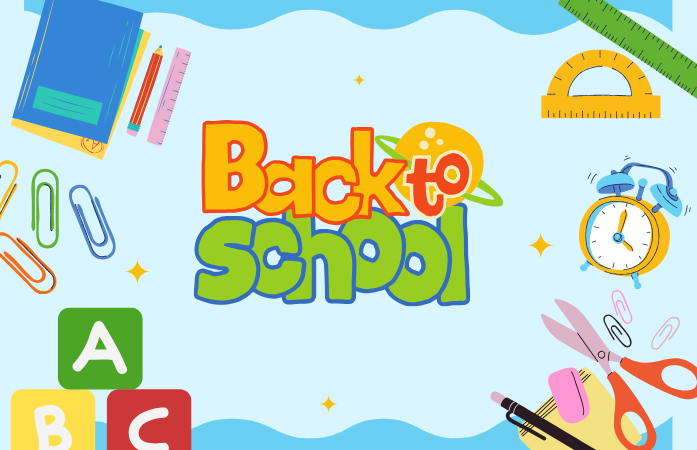 back to school with various school supplies