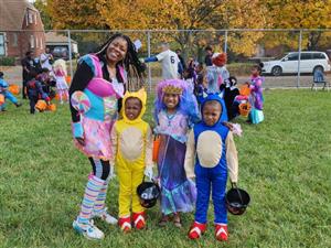 family in halloween costumes