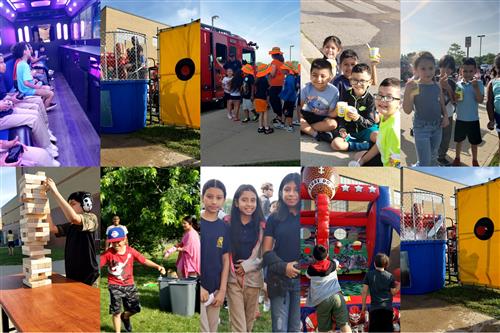 Photo collage of students enjoying field day activities