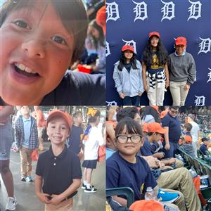 Images captured from baseball game students posing