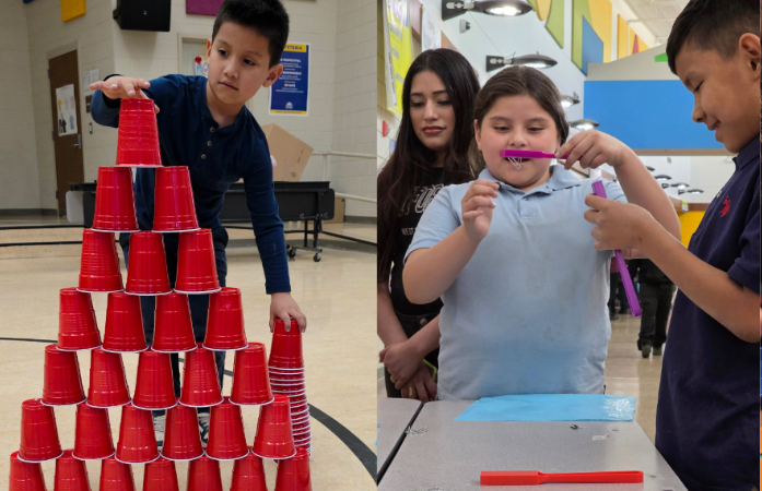  students engaging in various science activities