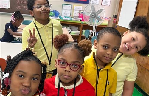 Students posing for math bee competition10