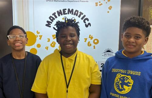 Students posing for math bee competition