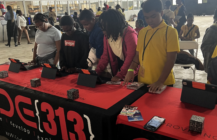  Group of students at STEM station