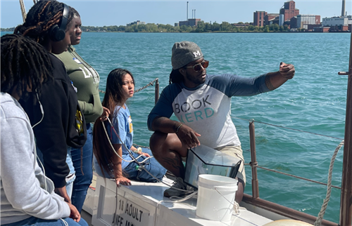 students on a schooner boat