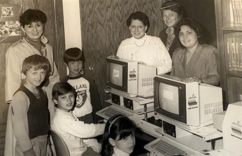 A vintage, 1980's picture of teachers and students. 