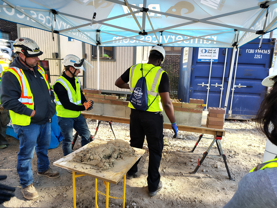  Masonry Student at Masonry Training Station, Sachse Construction Academy