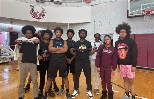  students standing in the gym 