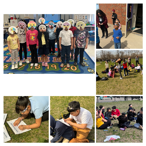 groups of students with masks on photo collage 