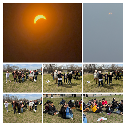 moon, groups of students photo collage