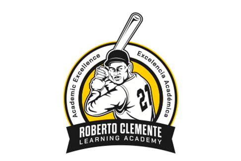     roberto clemente logo man holding a bat