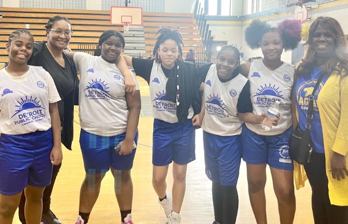  Lady Jaguars with Principal Jones