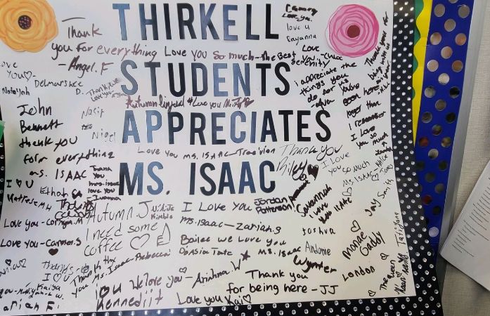  sign with signatures from students and staff