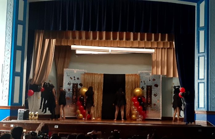  Students on stage performing