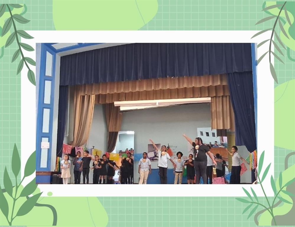  Students on stage performing