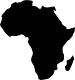 Silhouette outline of the African continent