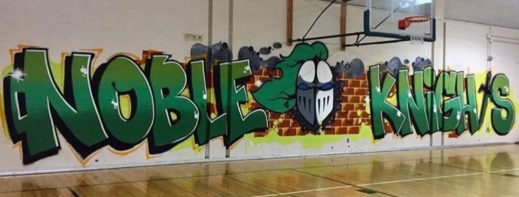 Noble knights graffiti wall inside the gym