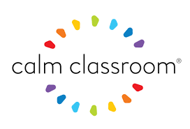 Calm classroom logo with a dotted rainbow 