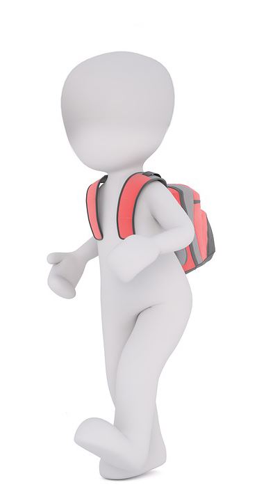 White 3D figure with backpack White 3D figure with backpack