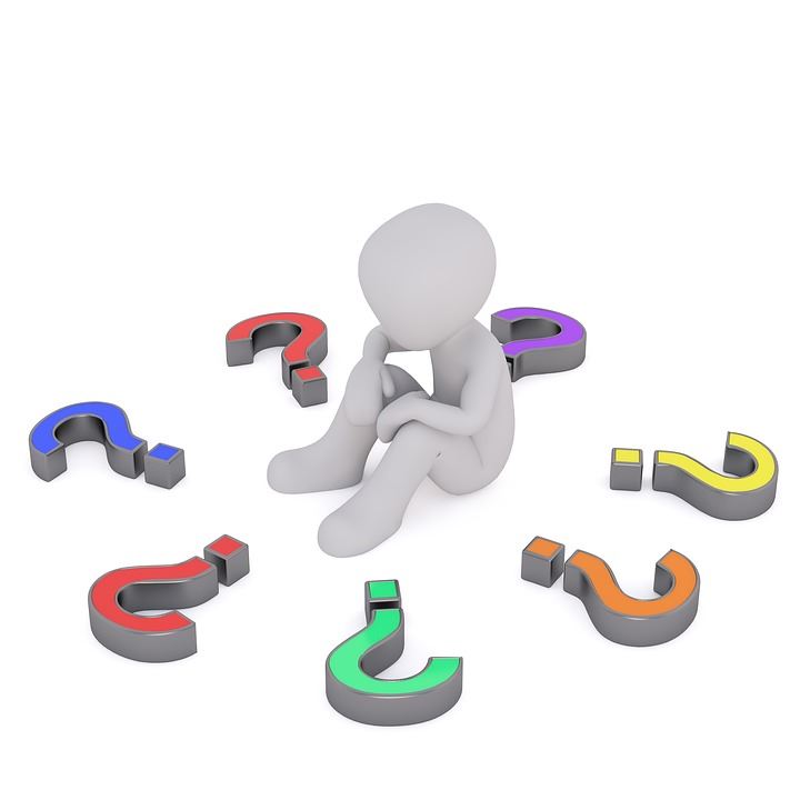 white figure with question marks