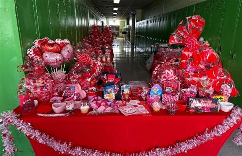 A table of Valentine's Day treats that was for sale