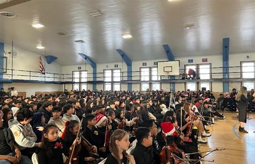 Students patiently listening to the concert