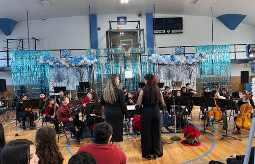 students getting ready to perform