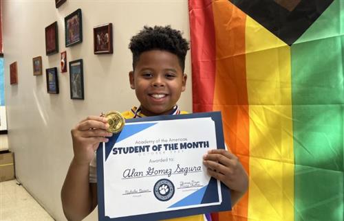 Student of the month with certificate and tickets