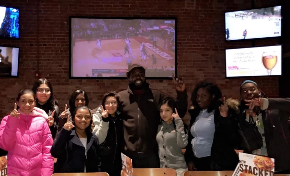 girls basketball team with Coach Hodges