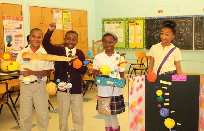   Students with science projects