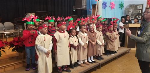 Preschool doing the welcoming and singing 