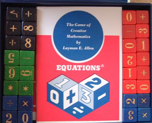 Equations box with cubes showing numbers and operations