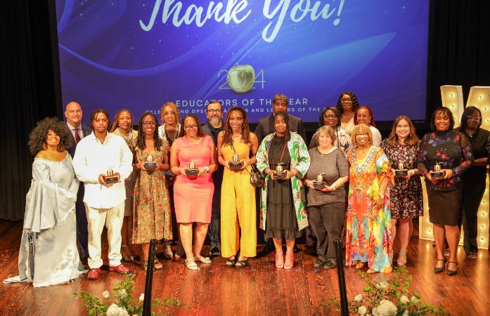  Educator of the Year nominees and winners with Superintendent, Board members and Union Leaders