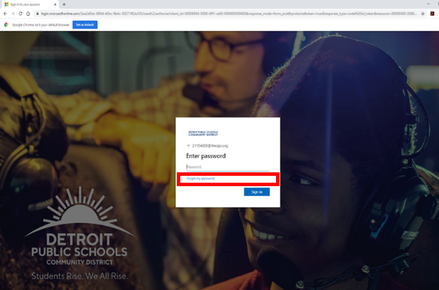 Screenshot of district login 