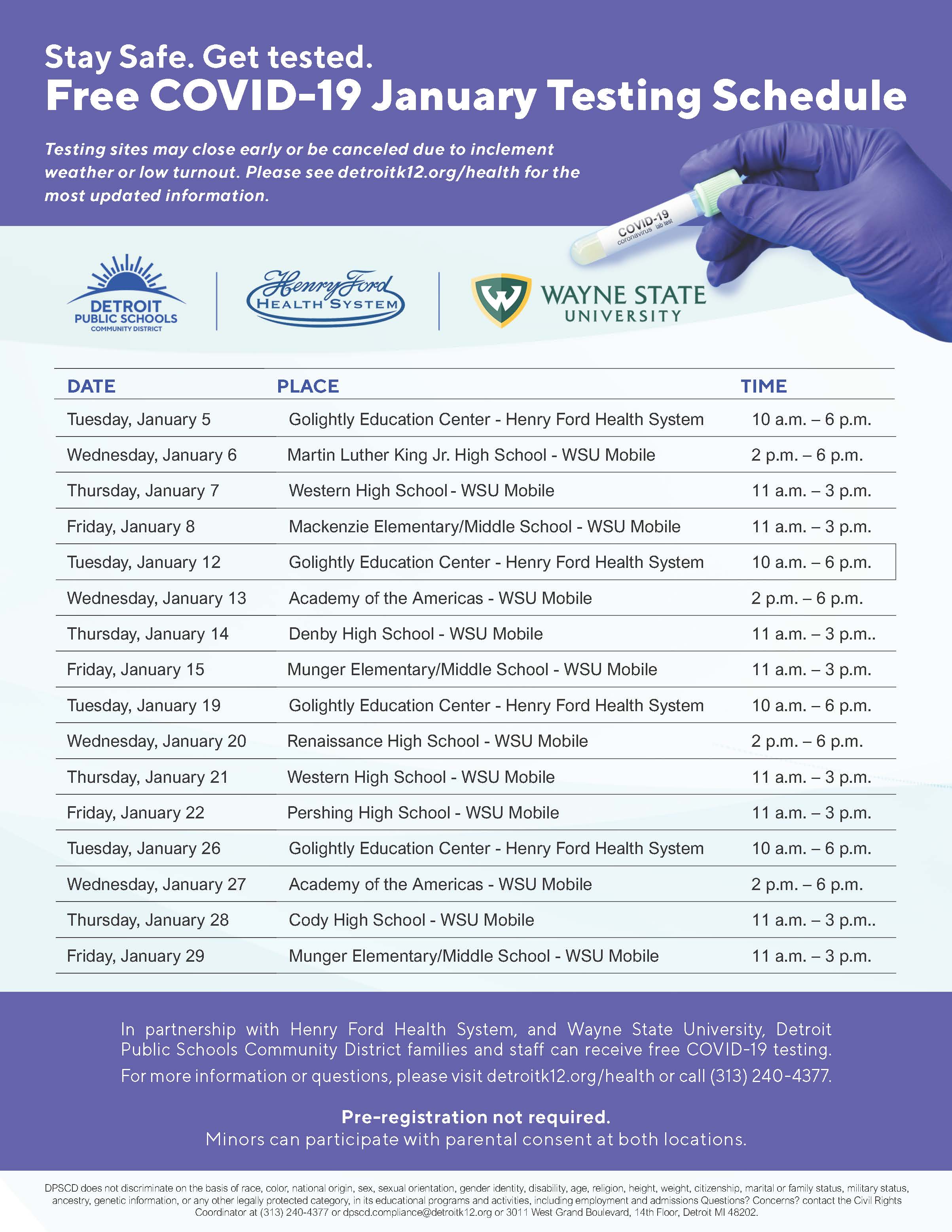 Partnerships And Innovation School Health And Wellness dpscd 2021 calendar