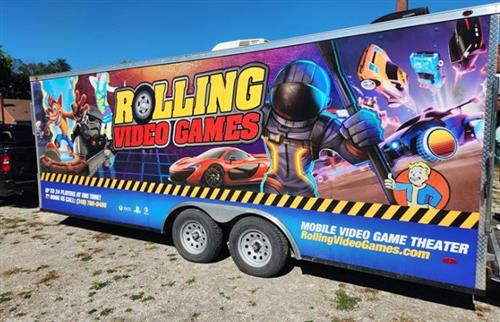Rolling Video Games mobile game truck with avatar paintings