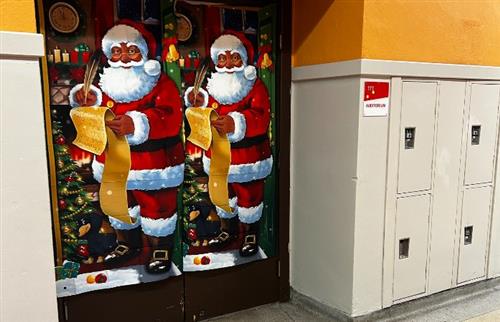 Welcome to Toyland Santa on the door.