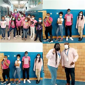 Burns staff and students wearing pink