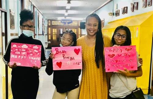  Principal Clayton and students 