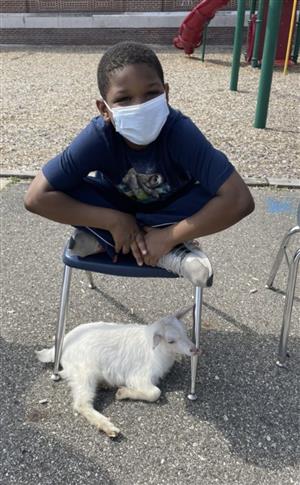 Student with Goat