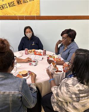 Teacher eat together